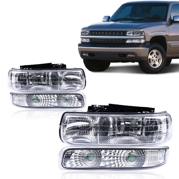 PIT66 Headlight Signal Light Projector Headlamp Fit For 99-02 Silverado 00-06 Tahoe Suburban