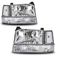 thumbnail image 1 of PIT66 Headlights, Fit for 1992-1996 Ford F150 F250 F350 Bronco Headlights with Corner Signal Bumper Lamps Clear Lens Chrome Housing Clear Reflector, 1 of 8