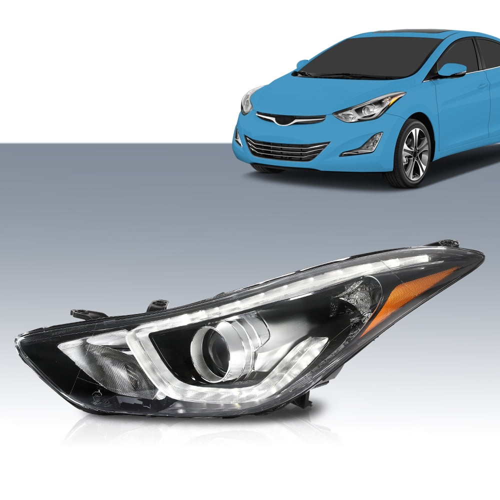 PIT66 Headlights Fit for 2014-2016 Hyundai Elantra DRL LED Projector Clear Lens Driver LH