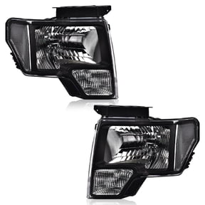 PIT66 Headlights Headlamp Assembly Replacement Headlights Head Lamps Smoky Lens Black Housing Amber Reflector Fit for Ford F150 2015-2017