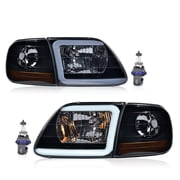 PIT66 LED Headlights Headlamps Black/Smoked Fit for 1998-2003 F150/1997-2002 Ford Expedition/1997-1999 F250