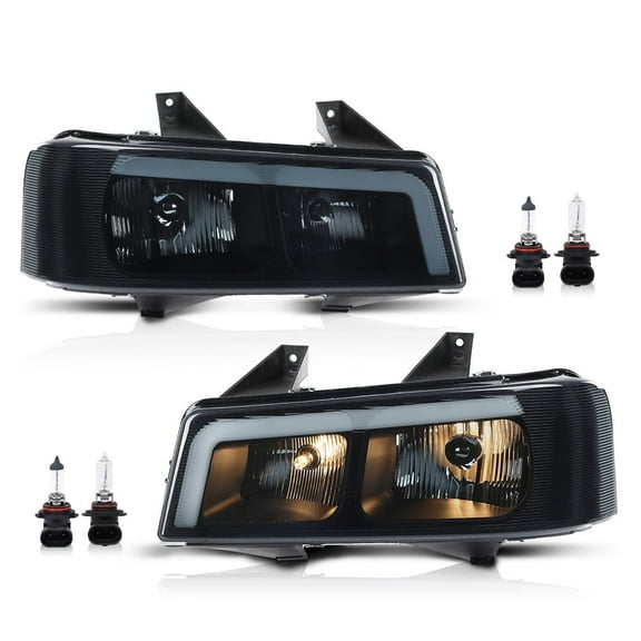 PIT66 Headlights Headlamps Pair LED Fit For Chevy Express GMC Savana Van 2003-2019