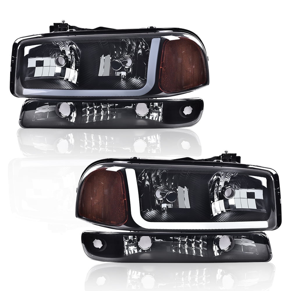 Smoked LED DRL Headlights With Bumper Signal Lamps For 1999-2007 GMC Sierra & Yukon 3 thumbnail image