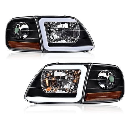 PIT66 LED DRL Headlights & Corner Lights Black Fit for F-150 Expedition 1997-2004