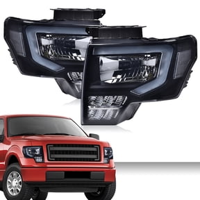 PIT66 LED DRL Projector Headlights Headlamp Black/Smoked Fit For 2009-14 Ford F150 F-150 Truck