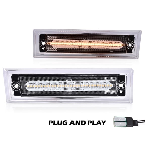 PIT66 LED Front Side Marker Light Clear Lens Fit For Chevrolet C10 C20 C30 GMC 1981-1991