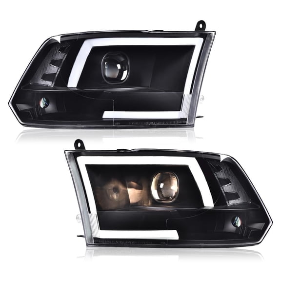 PIT66 LED Headlight Clear Lens Black Housing Clear Reflector, Fit for 09-18 Dodge Ram 1500/10-18 Ram 2500 3500/11-18 Ram 4500 5500