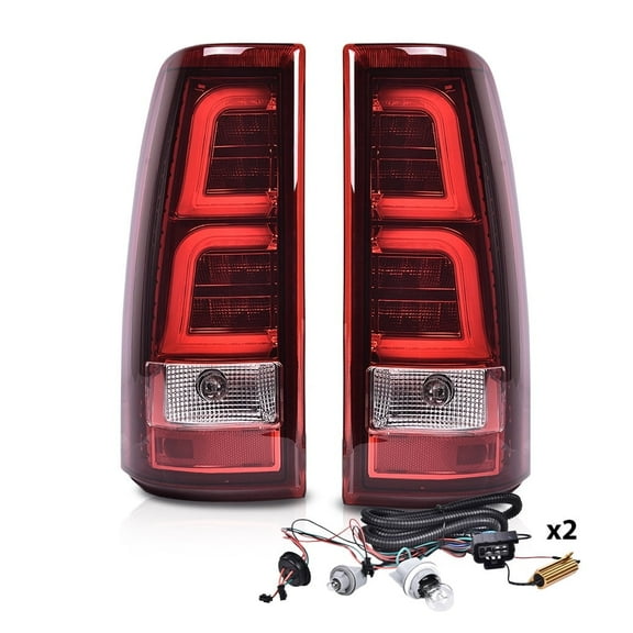 PIT66 LED Tail Lights Fit for Chevy Silverado 2003-2006 GM2800174, GM2801174 Red