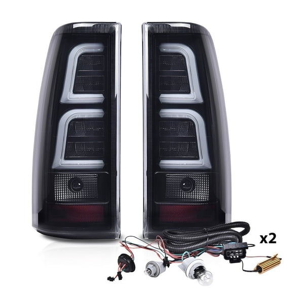 PIT66 LED Tail Lights Replacement Fit for Chevy Silverado 2003-2006 GM2800174, GM2801174 Smoky