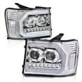 thumbnail image 1 of PIT66 LED Tube Projector Headlights Fit For 07-13 GMC Sierra 1500 2500HD 3500HD Headlamp Chrome, 1 of 9