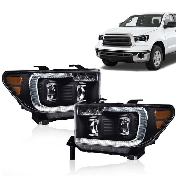 PIT66 LED Tube Projector Headlights Fit for Toyota Tundra 07-13/Sequoia 08-17 TO2502171 TO2503171 811500C051 811100C051
