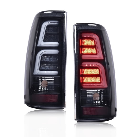 LED Tube Tail Lights Brake Lamps Smoky Lens w/White Light Bar Fit for Chevy Silverado 1500 2500 1500 HD 2500 HD 1999-2002 GM2800186, GM2801186