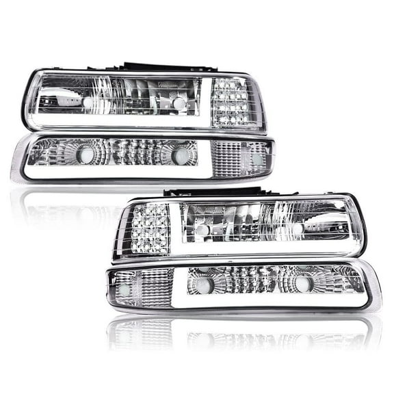 PIT66 LEDfit for 99-02 Chevy Silverado Clear Lens Chrome Housing Clear Reflector