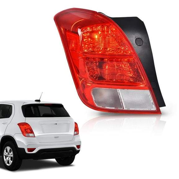 PIT66 Left Tail Light w/Bulbs Fit for Chevy Trax 2013-2016/ Trax LS 2017-2019 Brake Lamp Replacement Driver Side GM2800272, 42599449 (Red Lens Chrome Housing)