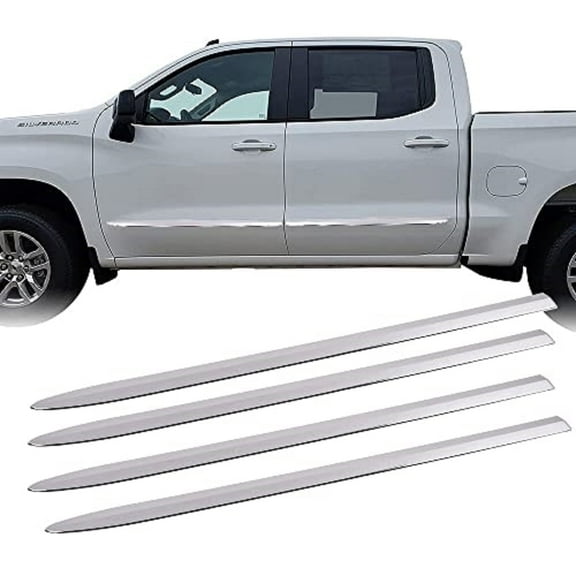 PIT66 Side Molding Trim Chrome Fit for Chevy Silverado 1500 2019-2021
