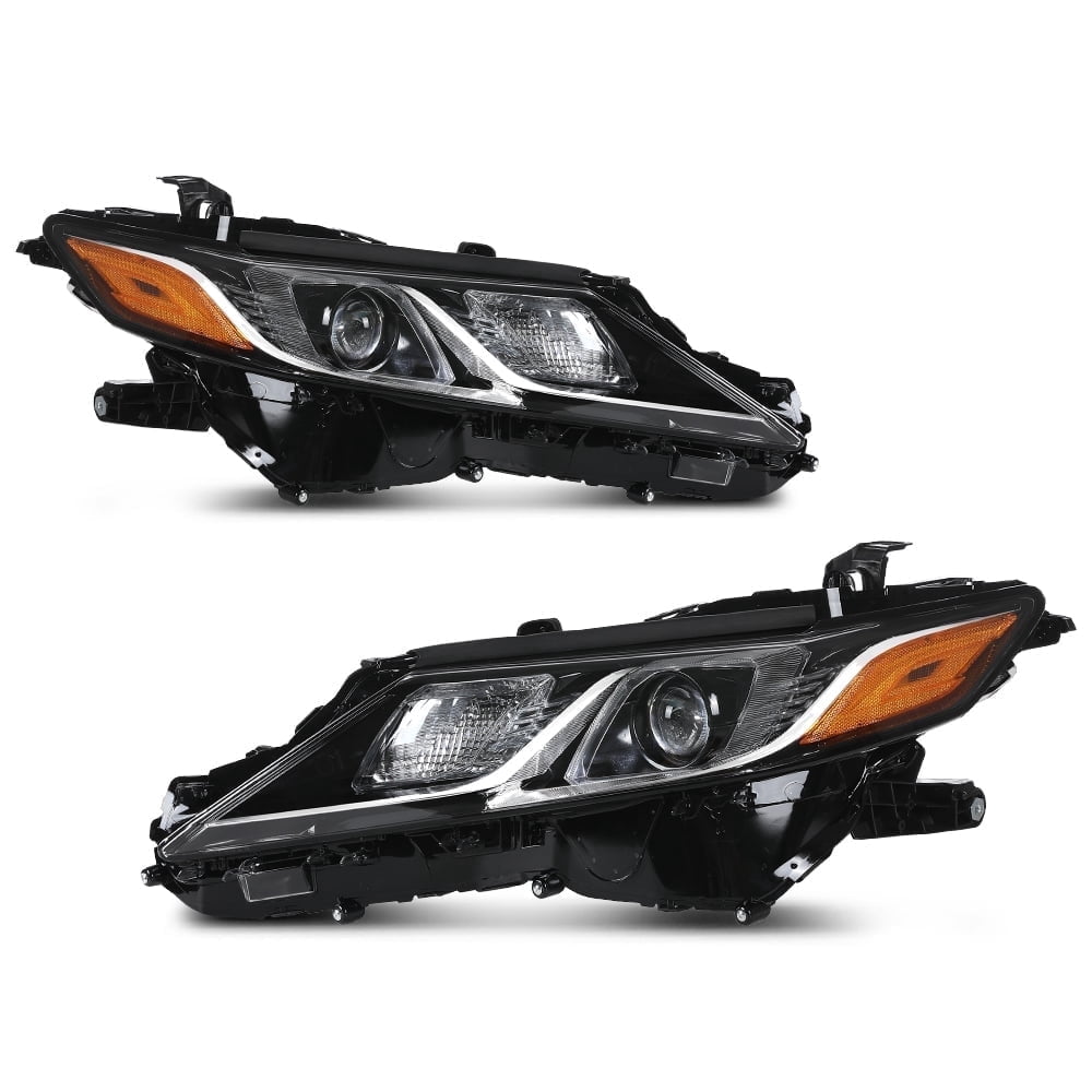 Pair Projector Headlamps Headlights Fit for 2018-2022 Toyota Camry LE SE Clear Lens Amber Reflector Assembly