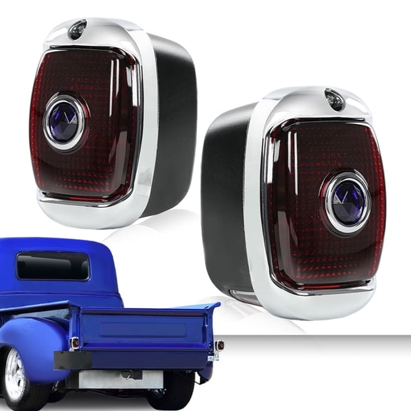 PIT66 Rear Black Blue Dot Tail Lights Lamps LH & RH Side Fit for 1940-1953 Chevy GMC Truck