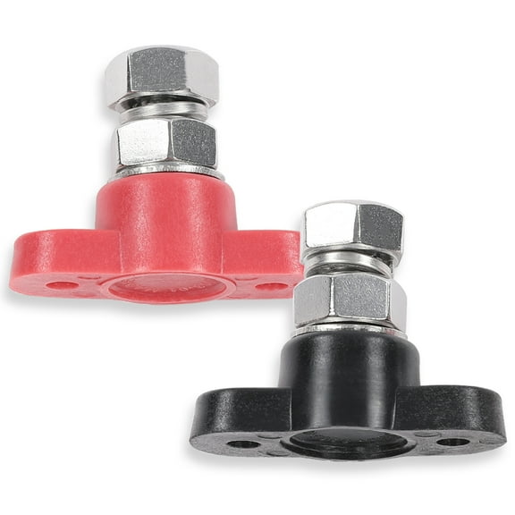 PIT66 Red & Black Junction Block Power Post Set Insulated Terminal Stud 3/8" Stainless