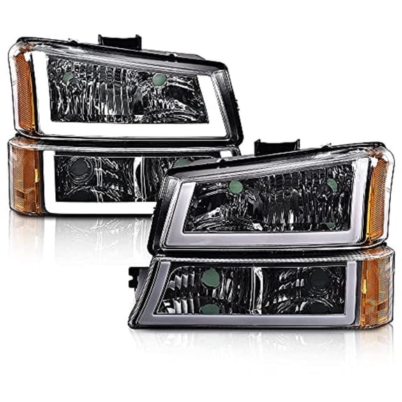 PIT66 Replace Projector Headlight Lamp Assy LED DRL Fit For 03-06 Chevy Silveraso