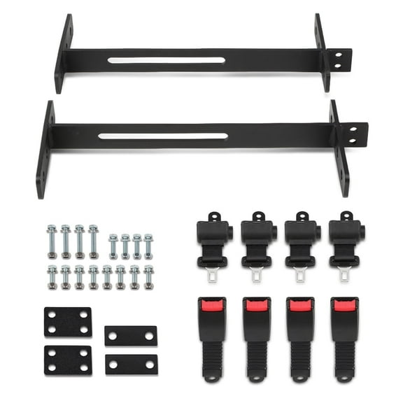 PIT66 Retractable Golf Cart Seat Belts and Bracket Kit Fit for EZGO Yamaha Club Car