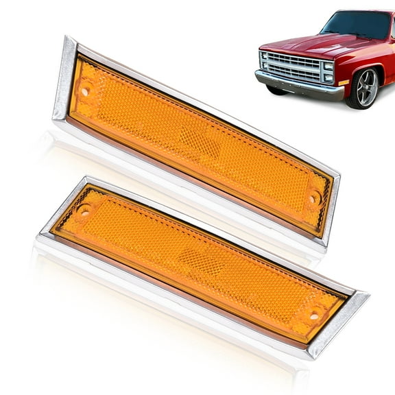 PIT66 Side Chrome Bezel Marker Light Pair Fit For Chevy Blazer GMC Jimmy C/K R Pickup
