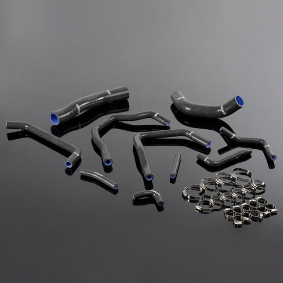 PIT66 Silicone Radiator Hose Kit,Fit for Land Cruiser HDJ80 1HD-T/FT 4.2L Turbo Black with Clamps