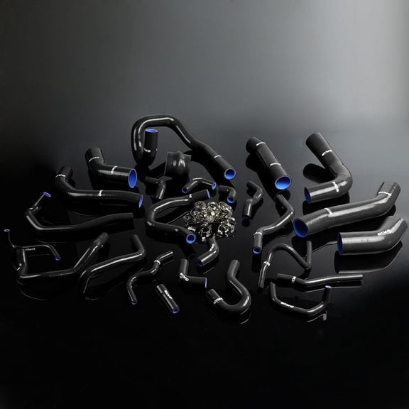 PIT66 Silicone Radiator Hose Kit,Fit for Toyota Supra MA70 MK3 7M-GT/7MGTE Turbo 3.0L Black with Clamps