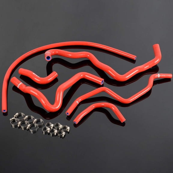 PIT66 Silicone Radiator Hose Kit Red with Clamps Fit for Honda Civic D17 1.7L 2001-2005