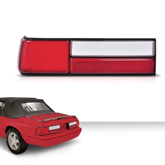 PIT66 Tail Light Fit For 87-93 Ford Mustang Fox Body LX Style LH Driver Taillamp Lens FO2800168, E7ZZ13405A