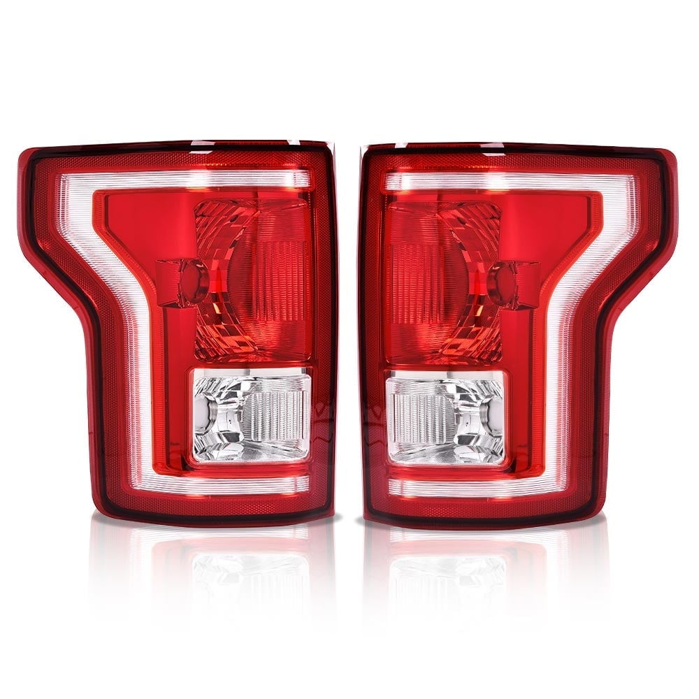 PIT66 Tail Light Halogen Fit for Ford F150 SSV 2016-2017/ Fit for F150 2015-2017 (submodel: Lariat, XL, XLT) FL3Z13405A-PFM, FO2800239, FL3Z13404A-PFM, FO2801239 Red