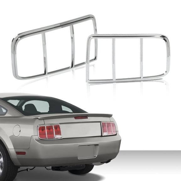 PIT66 Tail Light Lamp Bezel Covers Chrome Fit for Ford Mustang 2005 2006 2007 2008 2009