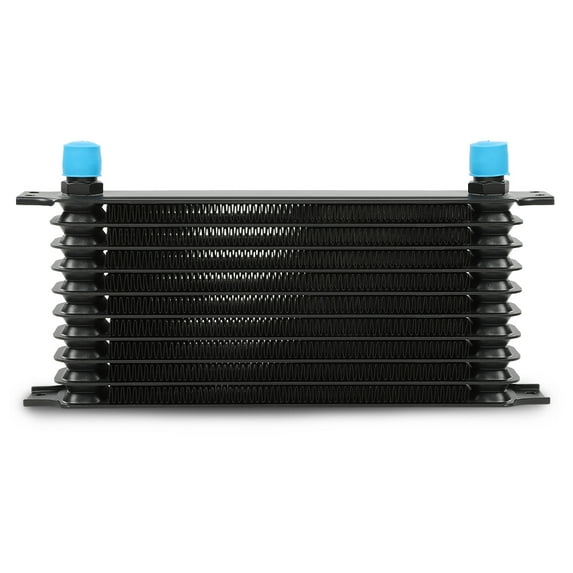 PIT66 Universal AN10 Engine Transmission Oil Cooler Fit for Japanese Model Black 10 Row Aluminum with Filter Relocation Kit A Set