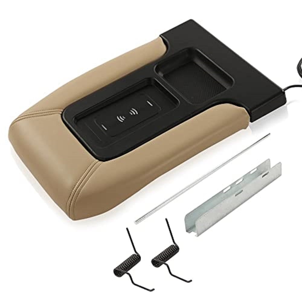 PIT66 Wireless Charging Armrest Center Console Lid Beige Fit For 01-07 Chevrolet
