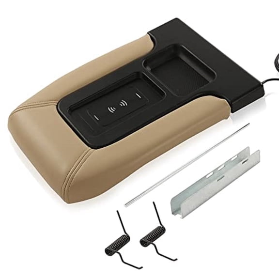PIT66 Wireless Charging Armrest Center Console Lid Beige Fit For 01-07 Chevrolet
