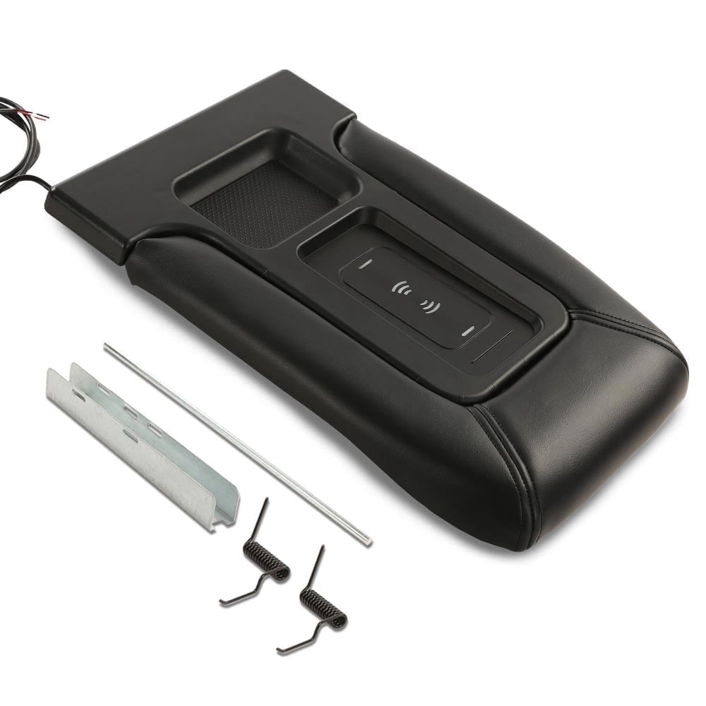 PIT66 Wireless Charging Armrest Center Console Lid Black Fit For 2001-2007 Chevrolet