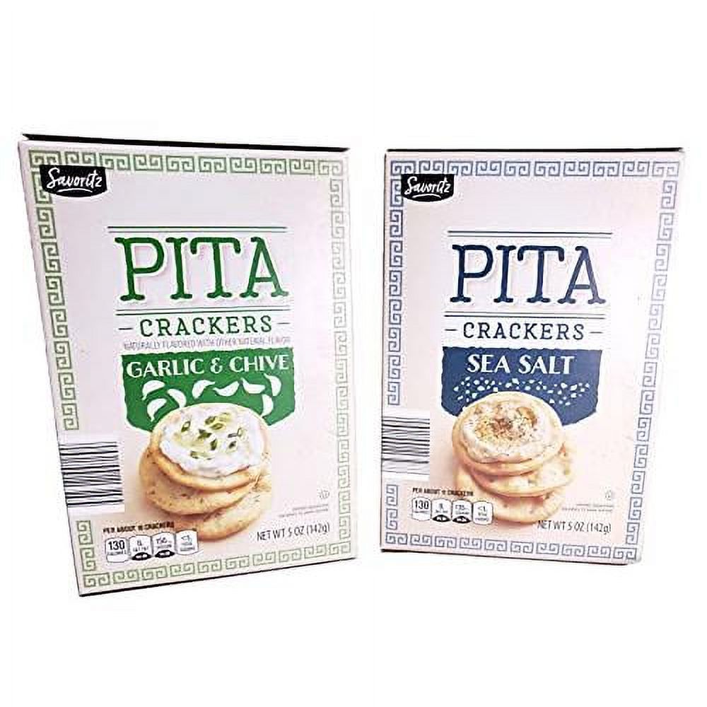 PITA Crackers Sea Salt And Garlic & Chive 5Oz 142G (Two Boxes