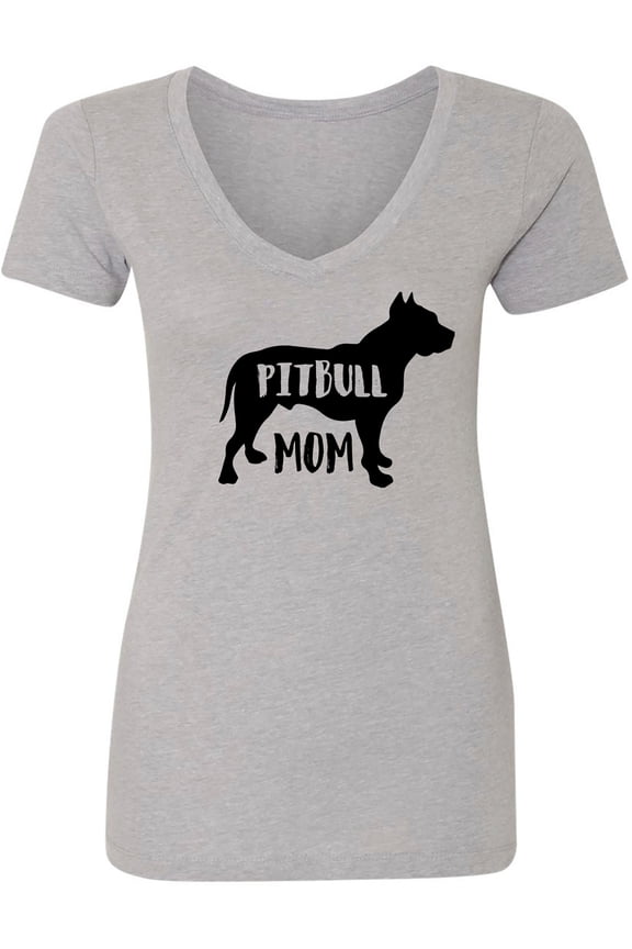 PITBULL MOM Womens V-Neck T-Shirt