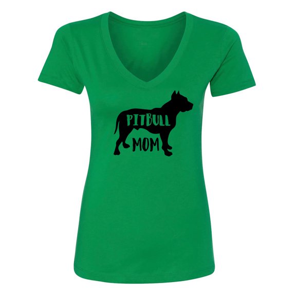 PITBULL MOM Womens V-Neck T-Shirt
