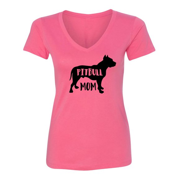 PITBULL MOM Womens V-Neck T-Shirt