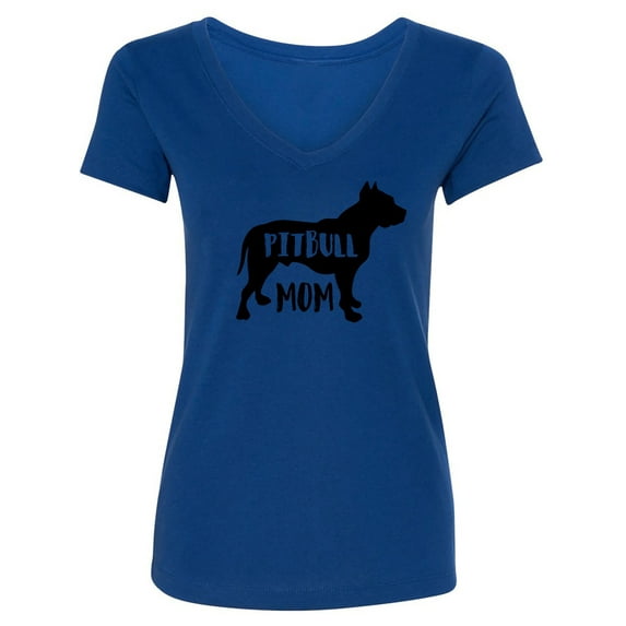 PITBULL MOM Womens V-Neck T-Shirt