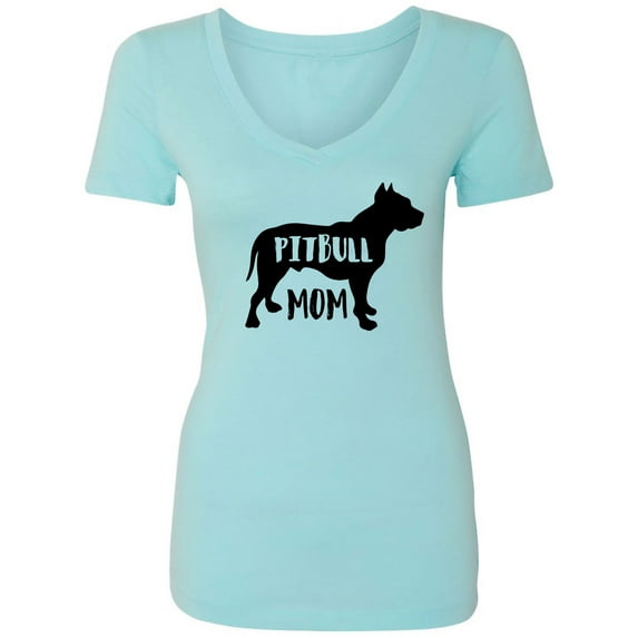 PITBULL MOM Womens V-Neck T-Shirt