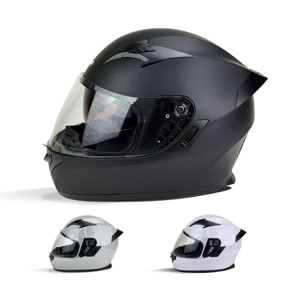 PITMOTO PM-888, Full Face Dual Visor DOT Approved Motorcycle Helmet-Matte Black -X-Large