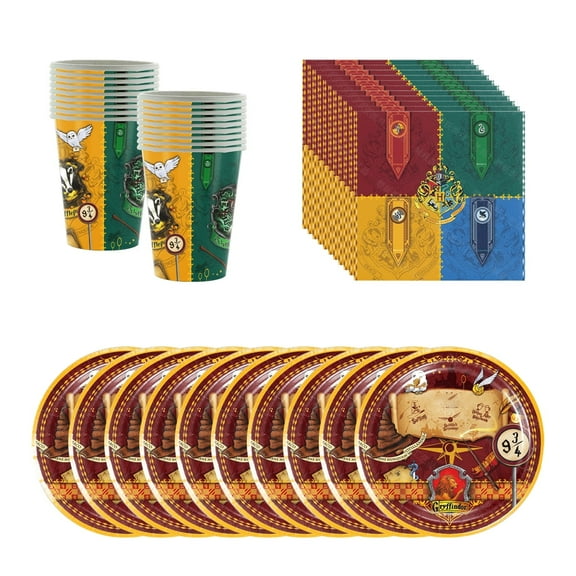 PIUMOJ Magic Wizard Tableware Suitable, Magical Theme Party Dinnerware, Plates Napkins, Wizard Theme Supplies, Serves 20 Guests