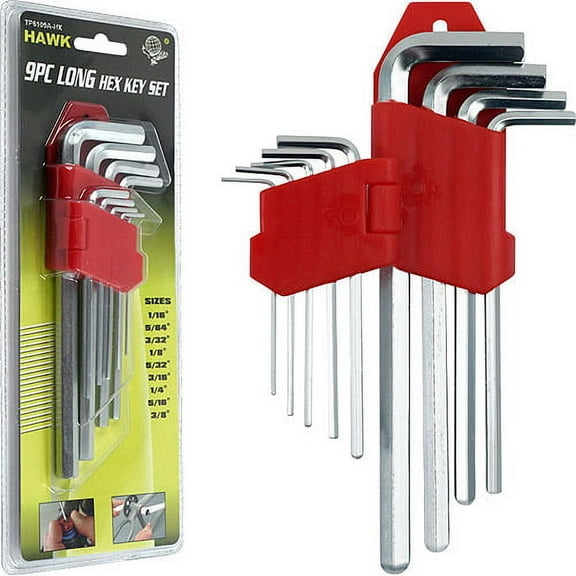 PIVOTANT 9 Piece Long Hex Key Set | SAE Sizes 1/16-3/8 Inches | Heat-Treated & Chrome Plated | Hinged Storage Case | For Tight Spaces & Versatile Repairs