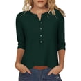 thumbnail image 1 of PIWHJQK 3/4 Length Sleeve Women Tops Button Shirts Womens V Neck 3/4 Sleeve Button Front Loose Top Women Blouses, 1 of 6