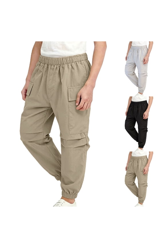Boys Athletic Cargo Pants Boys Solid Loose Cargo Pants With Big Pockets For Summer Adventure Casual Outfits