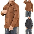 thumbnail image 1 of PIWHJQK Boys Gilrs Long Sleeve Hoodless Jackets Kids Corduroy Button Front Long Sleeve Shirt Jacket with Pockets Kids Coat, 1 of 6