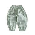 thumbnail image 1 of PIWHJQK Boys Girls Casual Pants Kids Plaid Linen Cotton Loose Straight Leg Casual Trousers Casual Outfits, 1 of 5