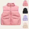 thumbnail image 1 of PIWHJQK Boys Girls Sleeveless Hoodless Casual Jackets Big Kids Solid Zip Up Sleeveless Warm Without Hood Kids Coat, 1 of 5