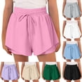 thumbnail image 1 of PIWHJQK Girls Athletic Shorts Girls Solid Sporty Elastic Waist Flowy Outdoor Casual Shorts 6-15 Years Bottoms, 1 of 5